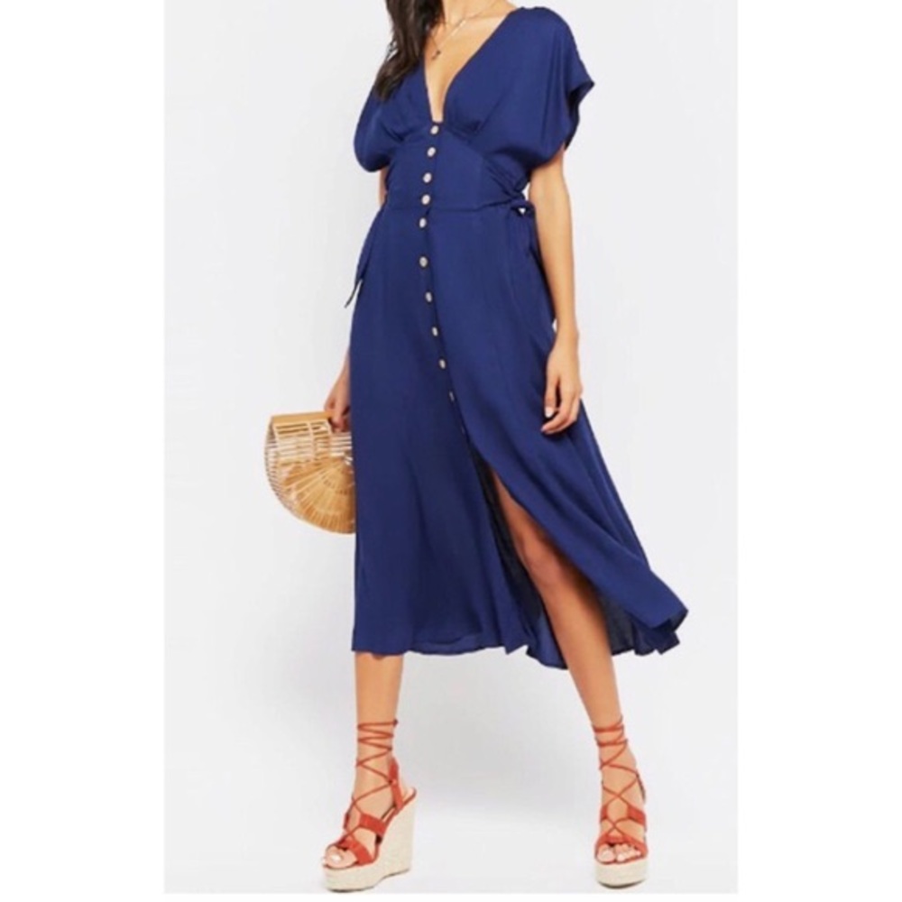 Navy Button Down Dress